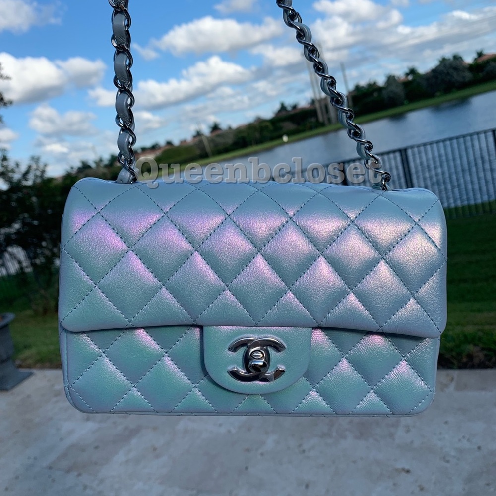 Chanel🦄 21k light blue iridescent rectangular mini